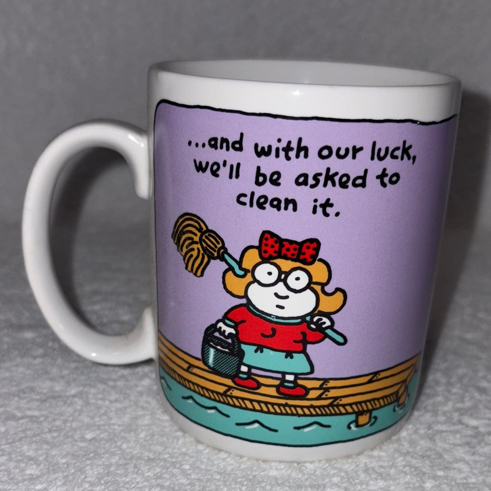 Hallmark Cartoon humorous Mug with Purple and White Design vintage